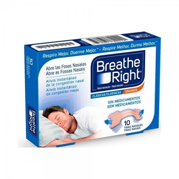Breathe Right Tiras Nasal Gde 10 U Clasicas