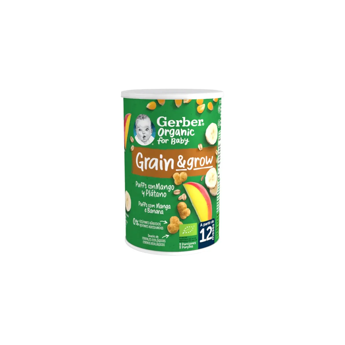 Gerber Organic Snacks Puffs con Mango y Plátano...