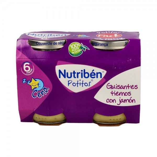 Nutriben Potito Cena Guisantes Tiernos Jamon 2X190 G +6 M