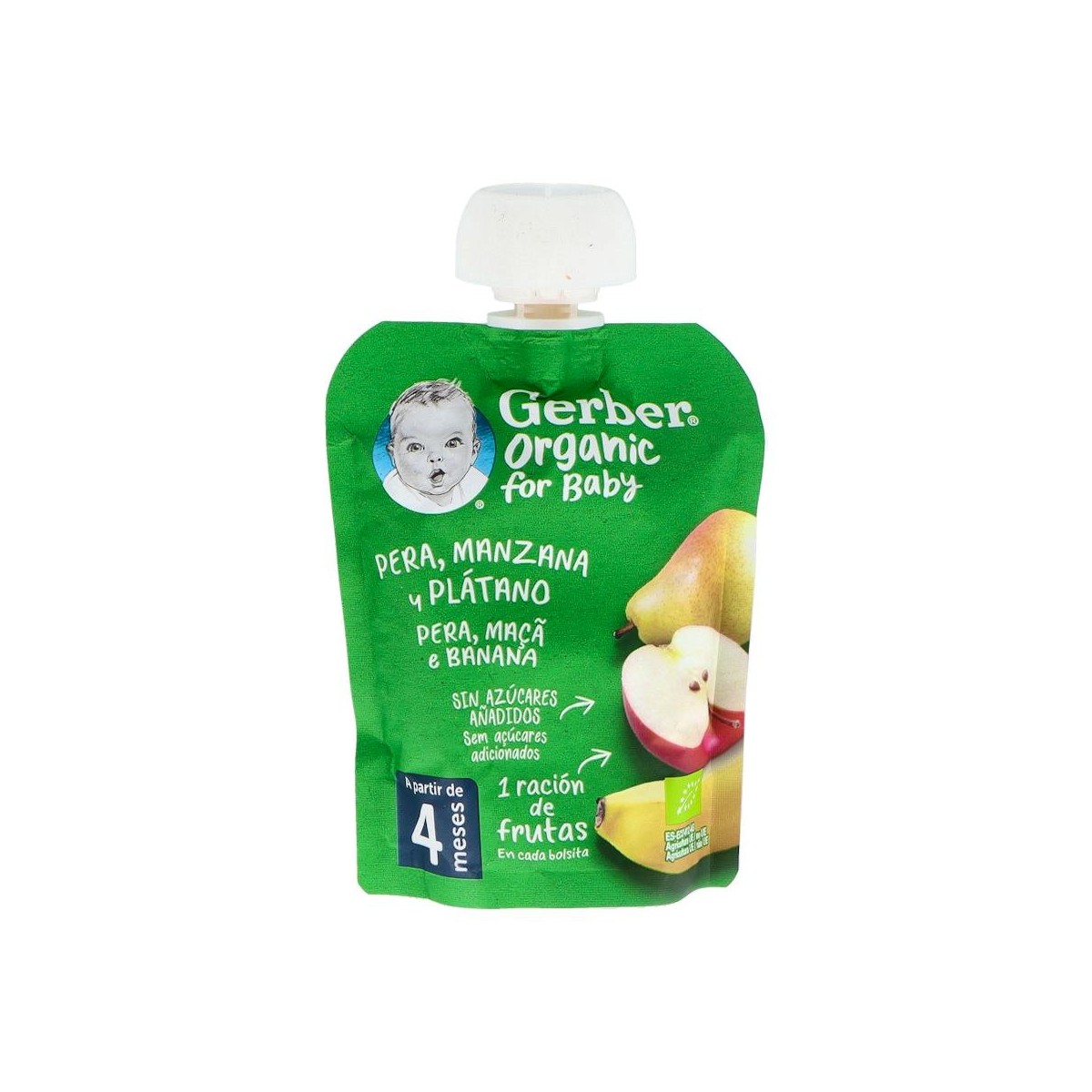 Gerber Pouch Organic Pera, Manzana, Platano 90 G