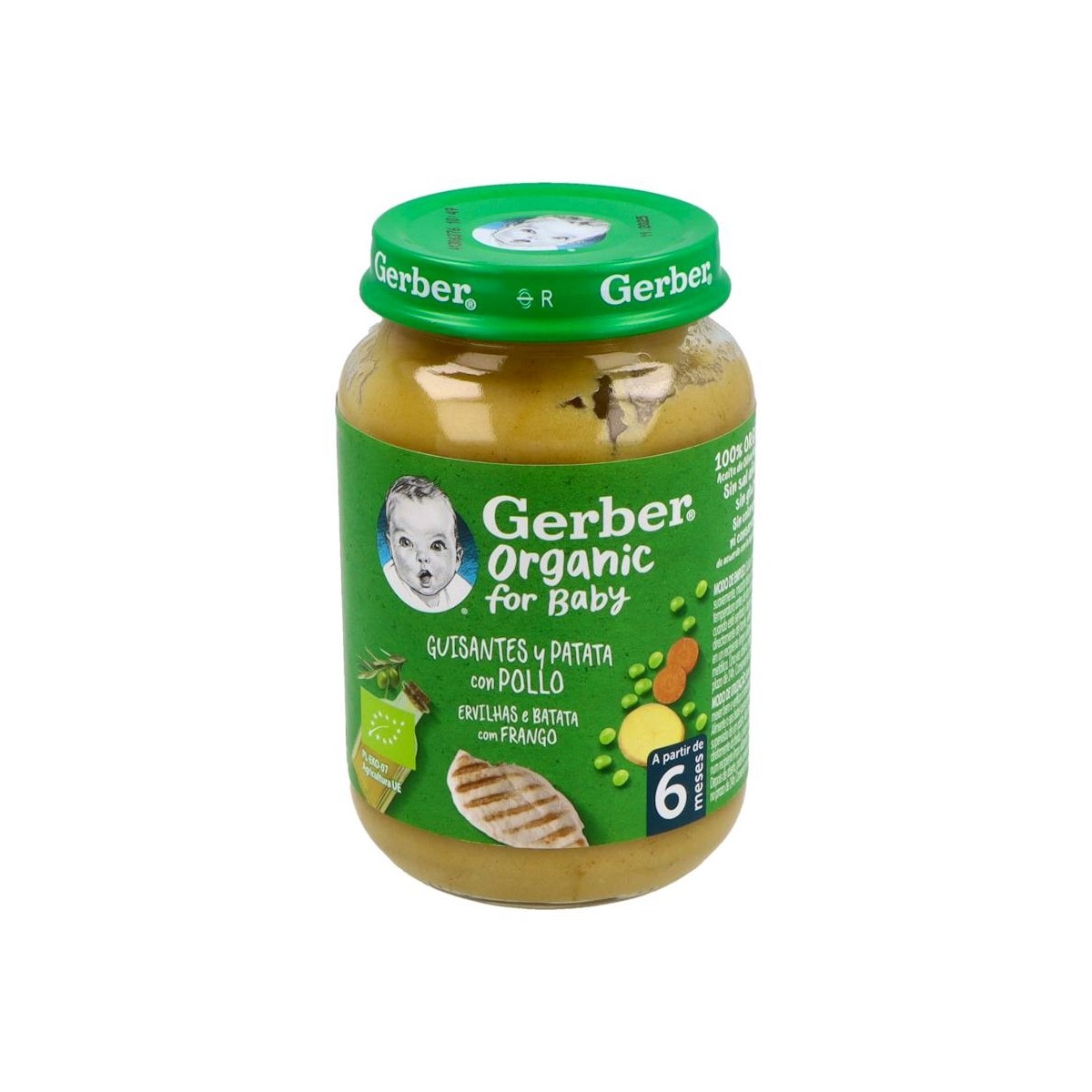 Gerber Org Guisantes Plata Pollo 190 G