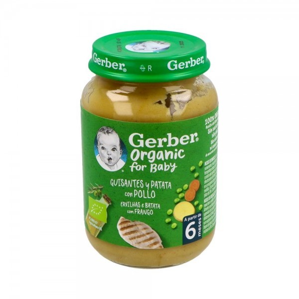 Gerber Org Guisantes Plata Pollo 190 G